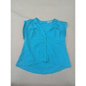 Love Squared Blue Blouse No Size Tag Short Sleeve Shirt Casual Basic